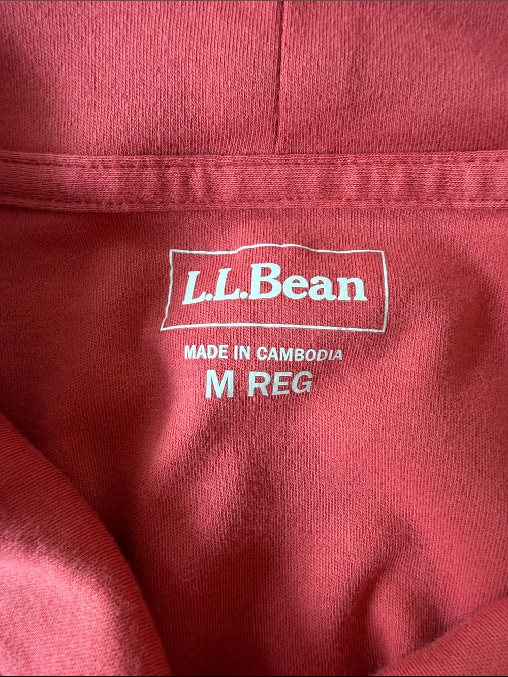 L.L.BEAN top size M orange longsleeve cotton pullover shirt - Picture 3 of 4